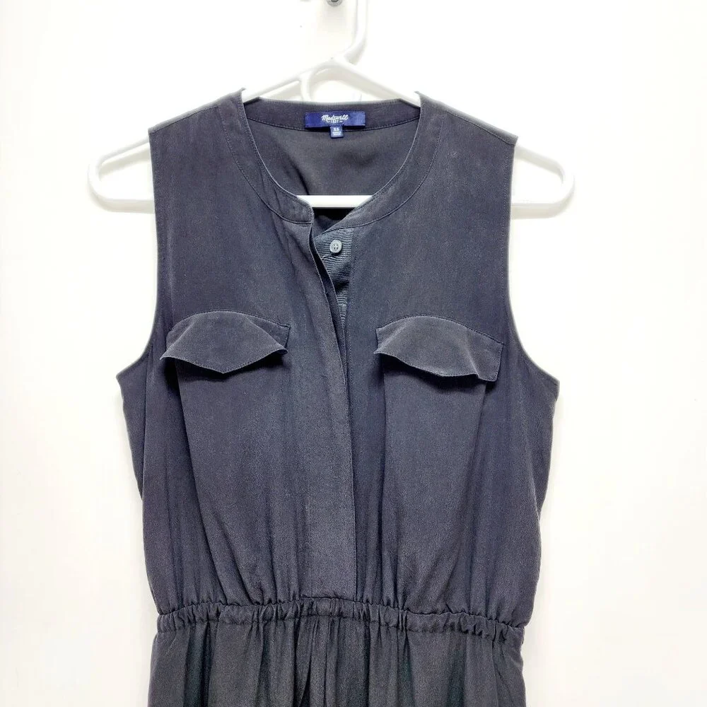 Madewell 1937 Black Silk Sleeveless Button-Front Dress XS - Picture 9 of 10